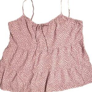 WOMENS BABYDOLL TIERED CAMI TANK TOP FLORAL TIE NECK DETAIL‎ MEDIUM